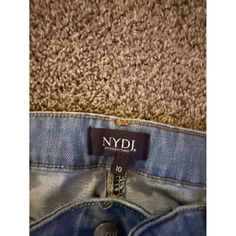 NYDJ Marilyn Straight Jeans Size 10 Lift Tuck Light Wash Stretch Denim